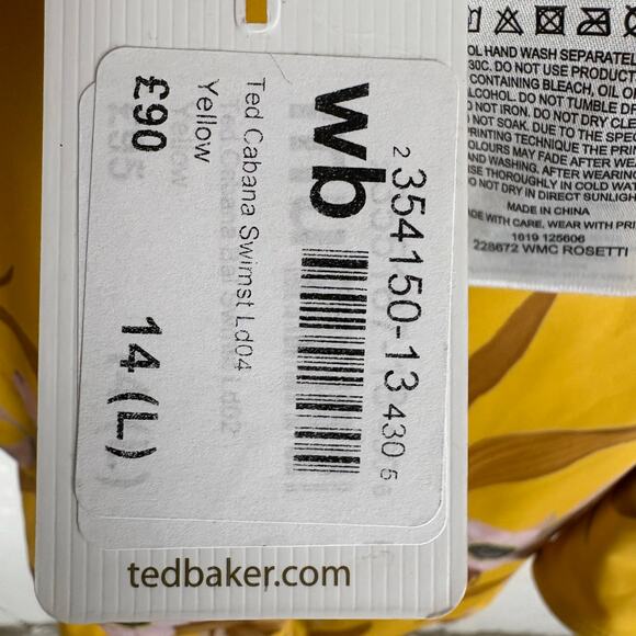 Ted Baker Womens Cabana Balconette Swimsuit Yellow Floral Removable Straps 12 - Picture 8 of 16